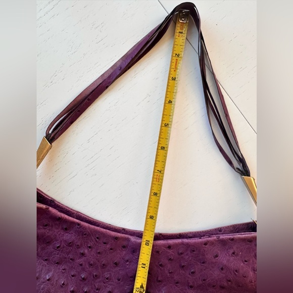 Francesco Biasia Purple Leather Ostrich Embossed Purse Italy - Picture 11 of 11